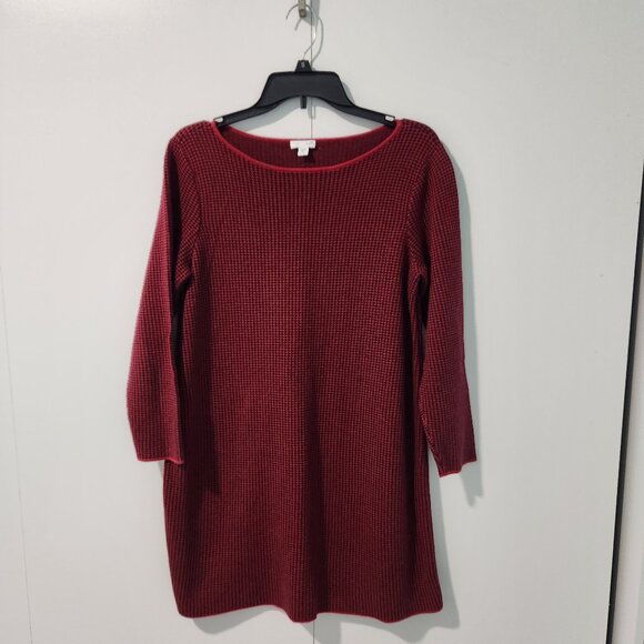 J.Jill Houndstooth Red Black Long Sleeve Pullover Sweater Dress-Medium Petite - Picture 1 of 6